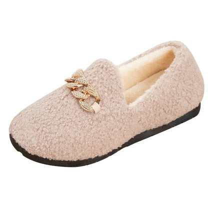 Womens Slippers Warm Short Plush Lining House Shoes Moccassins Slip on Fashion Lady Flats Loafers Non Slip 2024