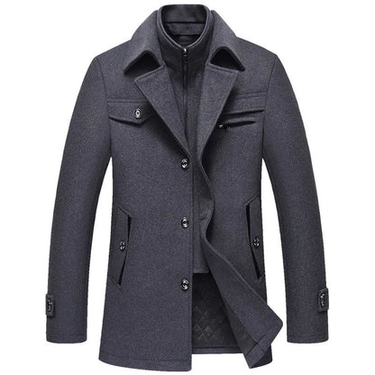 Men Winter Trench Coats Cashmere Wool Blends Man Winter Jackets Overcoats High Quality Male Business Casual Trench Coats 5XL