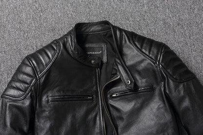 2025 New Leather Jacket Top Layer 100% Cowhide Leather Clothes Men's Stand Collar Motorcycle Clothes  Autumn Winter Plus Size