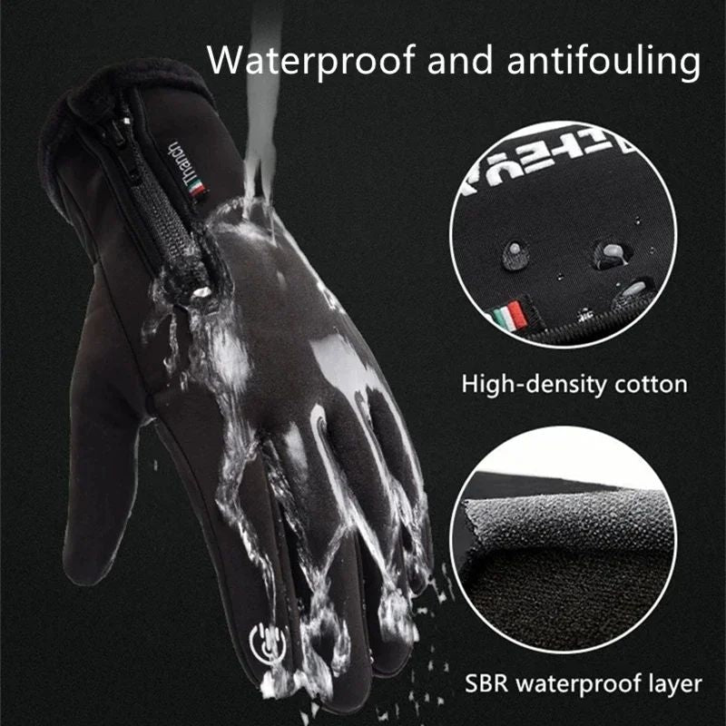 Luvas de Ciclismo Masculinas Touch Screen Impermeáveis de Inverno para Bicicleta, Luvas para Motoqueiro à Prova de Vento, para Patinete, Motocicleta, Esqui e Bicicleta, Térmicas para Ambientes Externos