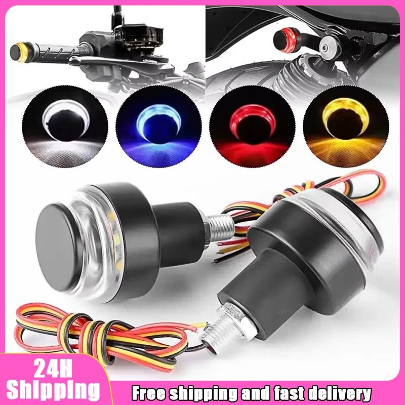Luz de Seta LED 12V para Ponta de Guidão de Motocicleta Pisca-Pisca Branco/Amarelo Luz de Posição Lateral para Motocicletas