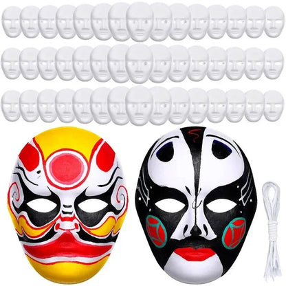 1/8pcs DIY White Masks Halloween Paper Mache Full Face Paintable Cosplay Craft Party Supplies Unisex Face Cover Costume Prop