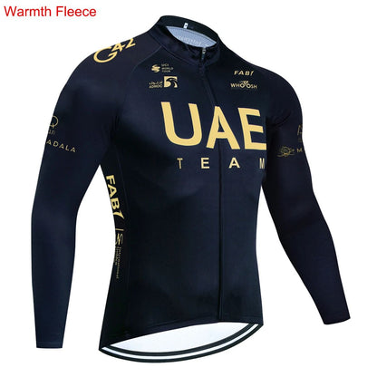 Winter 2025 UAE New Cycling Jacket Maillot Men Women MTB Ropa Ciclismo Thermal Fleece Road Bicycle Jersey Coat Clothing