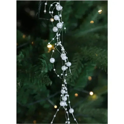 Christmas Pearl Bead Garland with Fishing Line Floral Hanging Ornament Bendable Design for Tree Decor Festival Party Arrangement