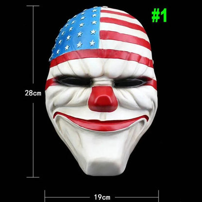 Scary Clown Mask Payday 2 US Flag Clown Masks Masquerade Carnival Party Mask Horrible Funny Pay Day Mask Halloween Prop Supplies