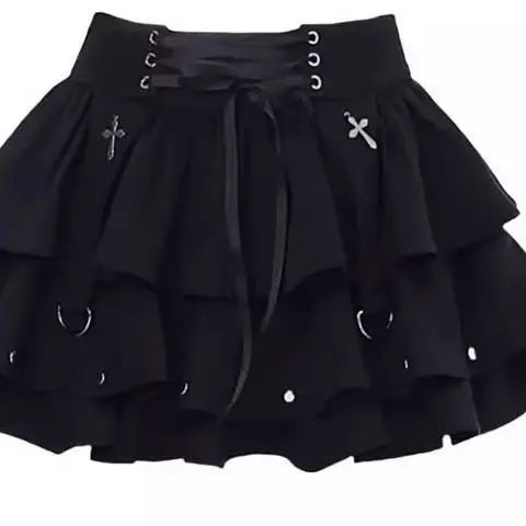 Black Y2K Spicy Girl Bow Tie Cake Skirt High Waist A- Line Mini Skirt Women's Summer New Design Sense Skirts for Girls
