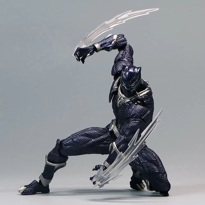 Amazing Yamaguchi Black Panther Action Figure Collection Model 15cm Kaiyodo Revoltech #030 Marvel T Challa Movable Figurine Toys