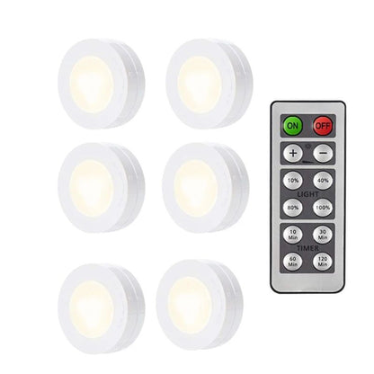Luzes de LED Sem Fio com Controle Remoto Dimerizável a Pilha para Cozinha, Armário e Guarda-Roupa