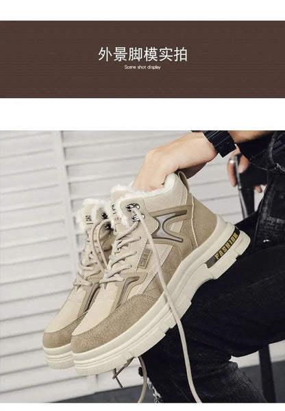 Winter Men's Boots Warm Plush Snow Boots Warm Comfortable Anti Slip Outdoor Short Boots Lace Up Non-slip Men Shoes Zapatos