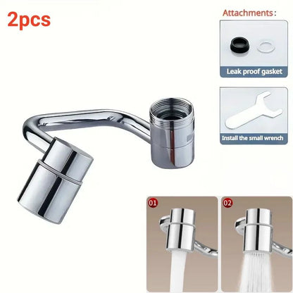 Extensor de Torneira de Cozinha Giratório 1080° com Spray, Aço Inoxidável, À Prova de Respingos, 2 Modos, Bico Arejador para Torneira de Pia