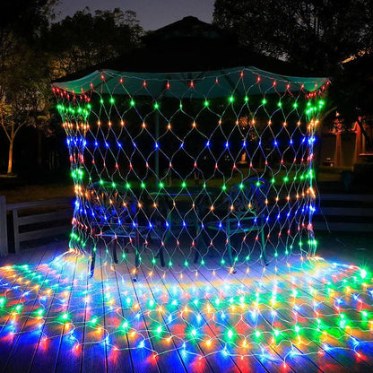 Luzes de corda de rede de LED 8 modos 220V 110V plugue UE/EUA Festival Decoração de Natal Guirlandas Festa de Natal Jardim Ano Novo Casamento