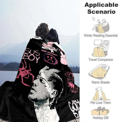 Satanic Cry Baby Lil Peep Flannel Blanket  , Soft Fluffy Warm Sofa Bed Throw Blanket More Size?fans warm gifts
