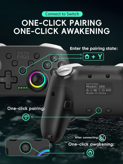 Wireless Pro Gamepad Joystick for Switch 2 / OLED / Lite, Bluetooth Controller with Turbo, Dual Vibration & 1000mAh Battery