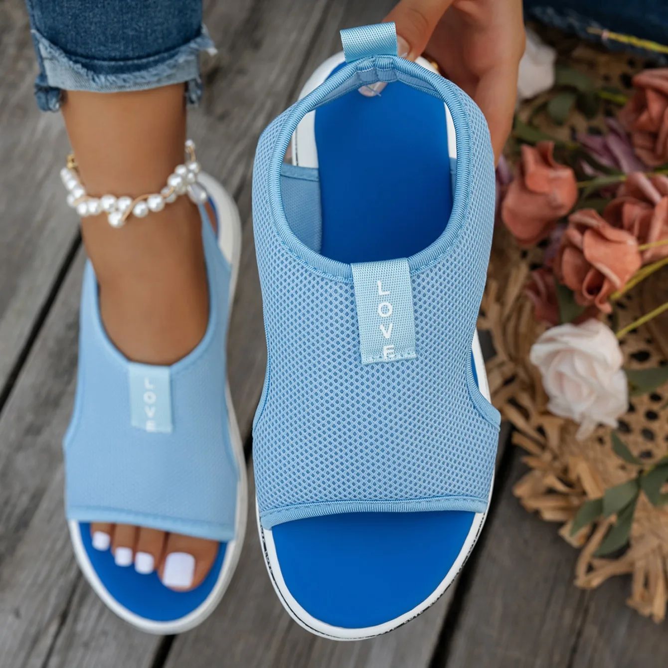 Mesh Women Sandals Open Toe Platform Shoes Female Summer Shoes 2025 Classic Breathable Slip on Sport Sandals Zapatillas De Mujer