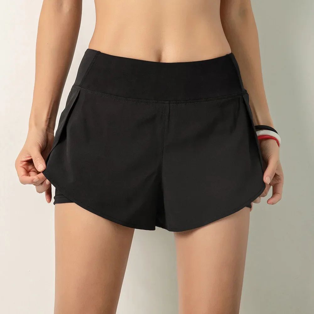 Women Running Shorts 2-in-1 with Pocket Wide Waistband Coverage Layer Liner Lounging Sports Yoga Leggings Gym Fitness Shorts