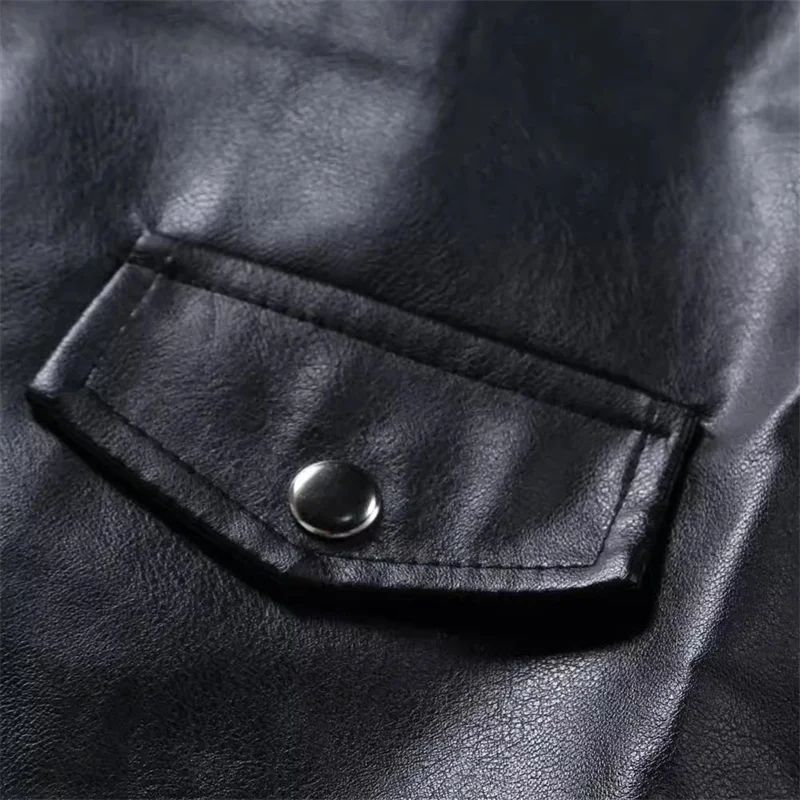 Men Business Casual Red Imitation Leather Jacket 2025 New Fashion Male Oblique Zipper Biker Coats