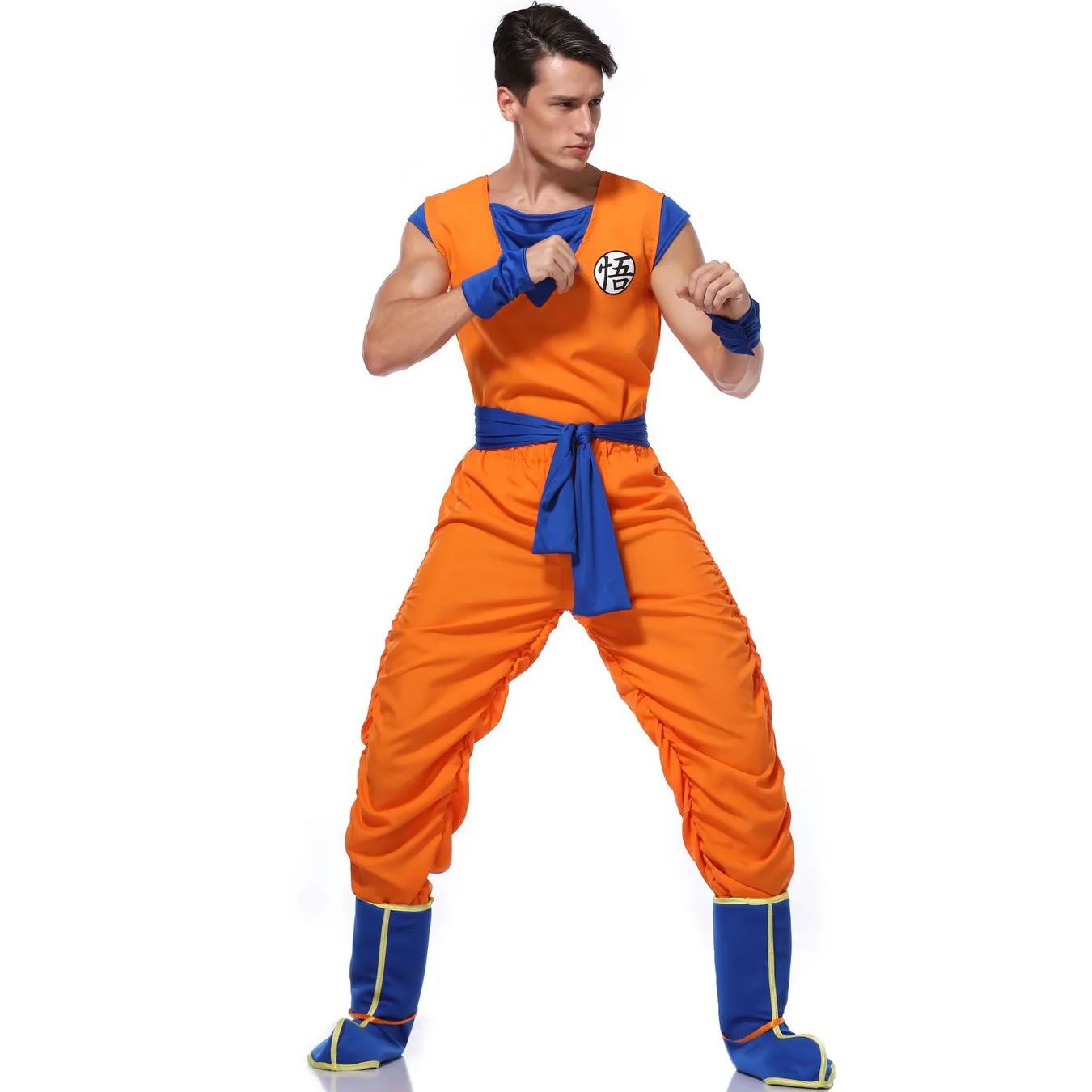 Halloween  Adult Man Halloween Japanese Anime Son Goku Cosplay Costume Superheroes Role Play Orange Jumpsuit Fancy Dress Up