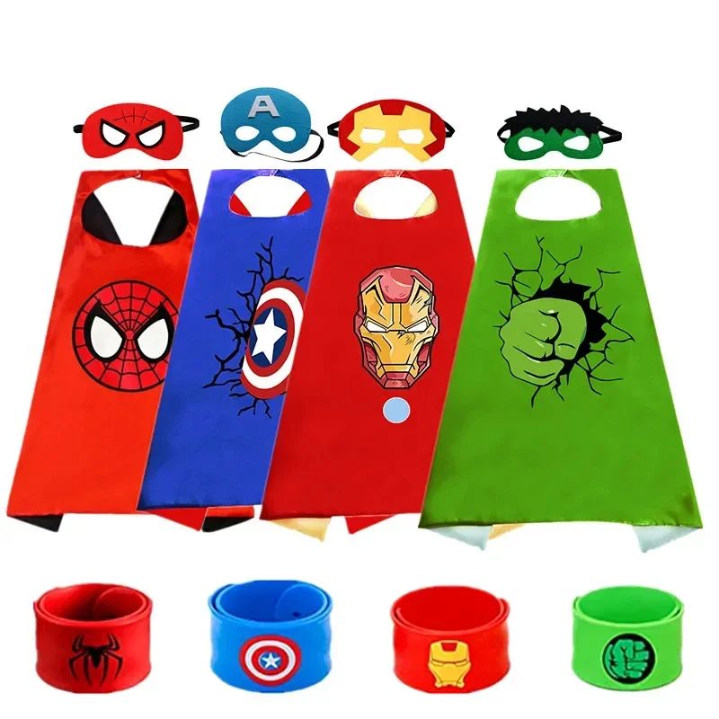 3-12Y Kids Superhero Cosplay Capes Kids Cartoon Bracelet Toys Movie Characters Costume Halloween Christmas Party Dress Up Gift