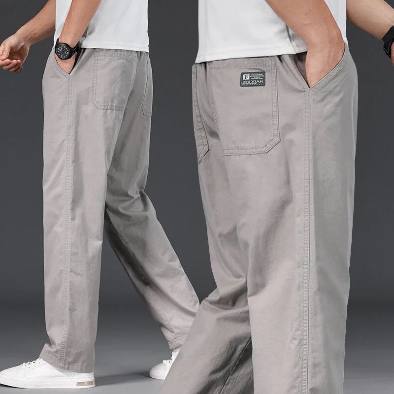 Calça Masculina Casual Plus Size 6GG Algodão Folgada Comprida Calça Esporte Elástico Cordão Moletom Masculina Calça Jogger Masculina Outono
