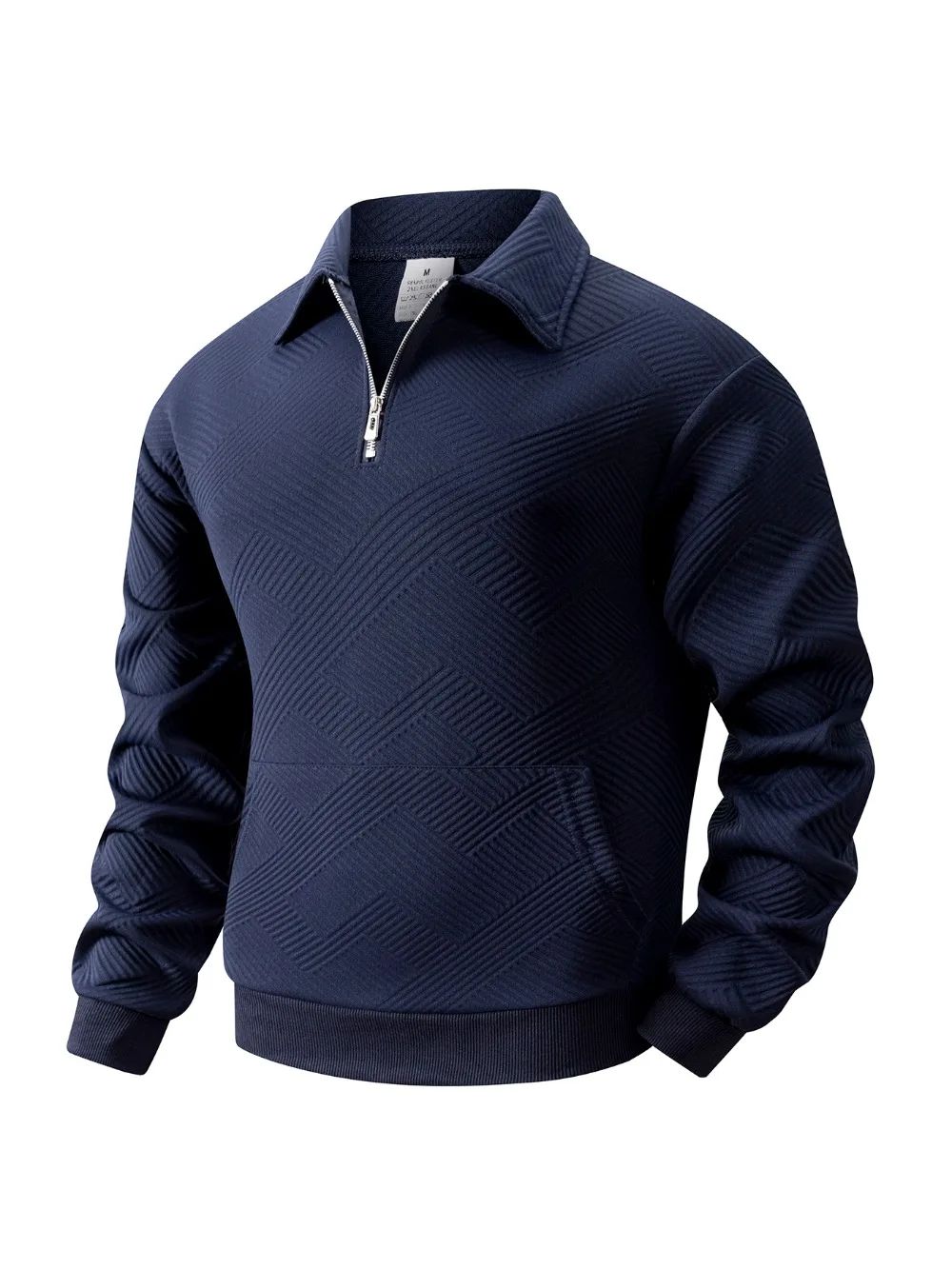 Autumn Men's Casual Sweatshirt Quarter Zip Solid Color Pullover Sweater Outdoor Daily Long Sleeve Polo Turtleneck Male Tops