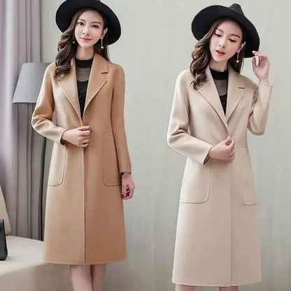 Fashionable Woolen Coat Women's Stylish Meticulous Korean Version Medium Length Autumn Winter New Style Polyester Fiber