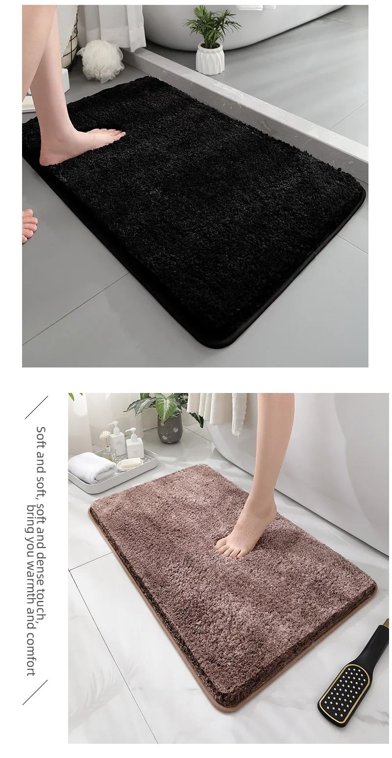Tapete de chão de banheiro arredondado e espesso, tapete absorvente para banheira, material de pelúcia, tapete antiderrapante para os pés, capacho de entrada, banheiro
