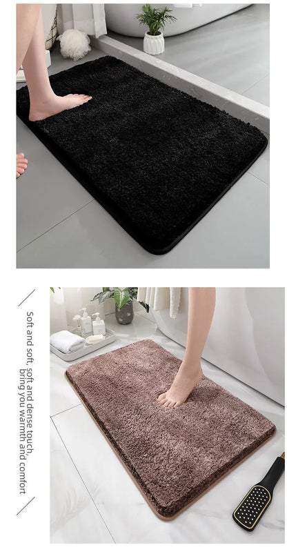 Tapete de chão de banheiro arredondado e espesso, tapete absorvente para banheira, material de pelúcia, tapete antiderrapante para os pés, capacho de entrada, banheiro