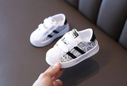 Children's Sneakers Kids Fashion Design White Non-slip Casual Shoes Boys Girls Hook Breathable Sneakers Toddler Outdoor Shoes