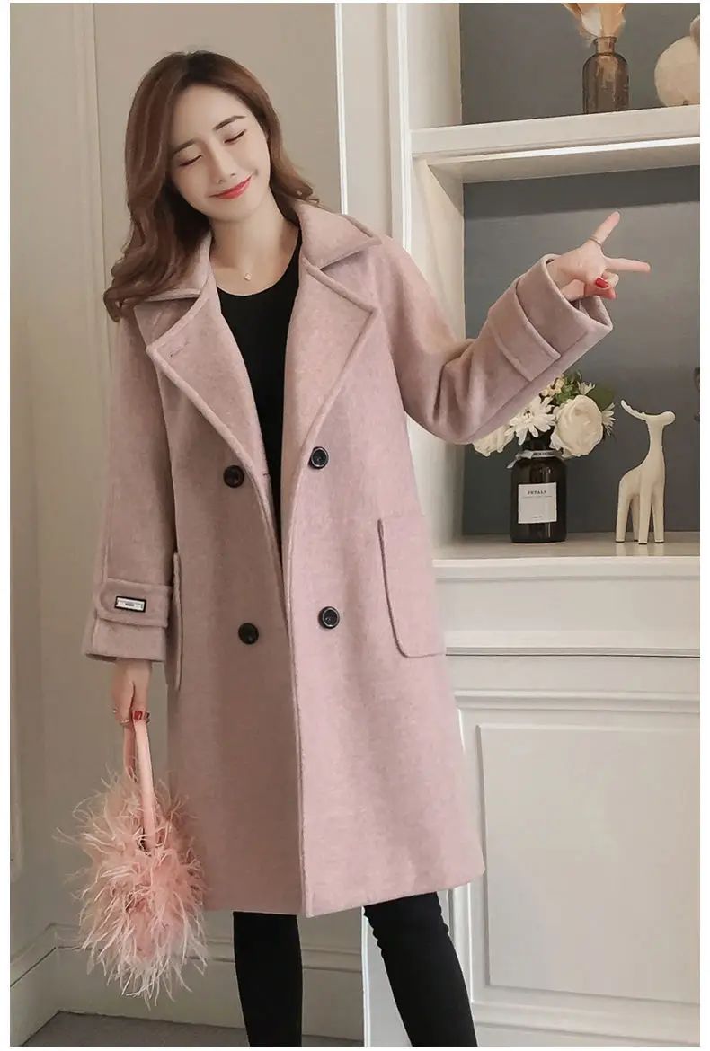 Fashionable Woolen Coat Women's Mid-Length Korean Style Hot Sale Of The Season New Spring Autumn Slimming Versatile Tweed Jacket