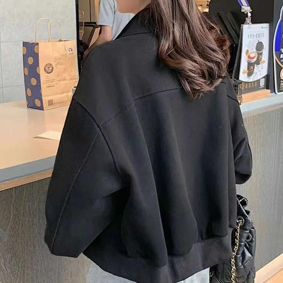 Short Sweatshirt Jacket Women's Autumn Winter Student Versatile Three Stripe Jacket Loose Fit Casual Style New Hot Sale Of The S