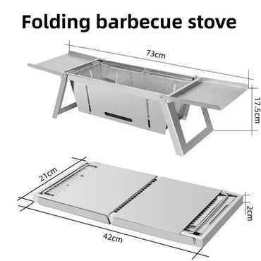 Churrasqueira a Carvão Dobrável de Aço Inoxidável para Uso Externo Pequena Doméstica para Espetos de Churrasco
