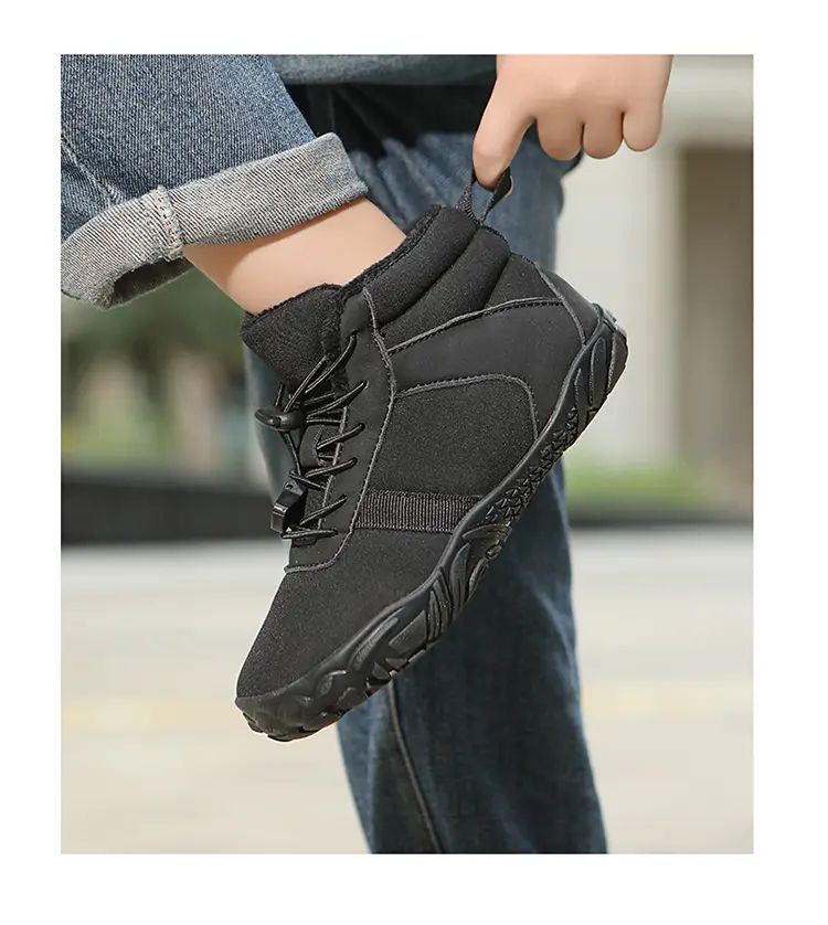 Waterproof Kids Barefoot Snow Boots 2025 New Wide Toe Winter Warm Fur Lined Shoes for Boys Girls Cold Weather Outdoor Sneakers