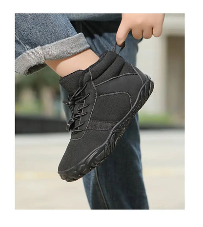 Waterproof Kids Barefoot Snow Boots 2025 New Wide Toe Winter Warm Fur Lined Shoes for Boys Girls Cold Weather Outdoor Sneakers