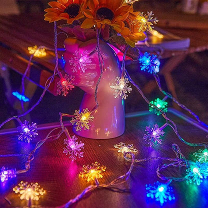1pc LED Christmas Snowflake String Light Indoor Hanging Decorative Light Fairy Atmosphere Lamp for Wedding Party Battery Box/USB
