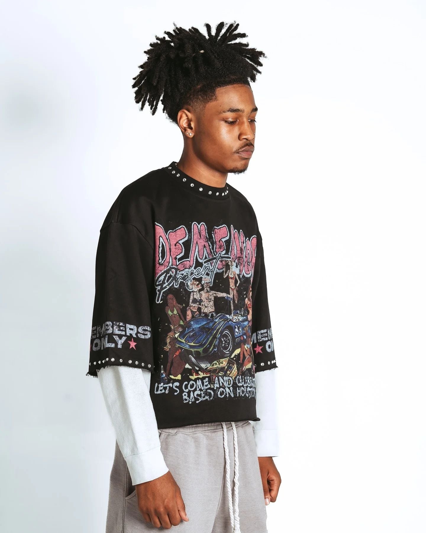 Womens Harajuku Klein Stone Embroidery Crop Tees Y2k Gothic Graphic Men Hip Hop Print Long Sleeves T Shirts Cotton Loose Tops