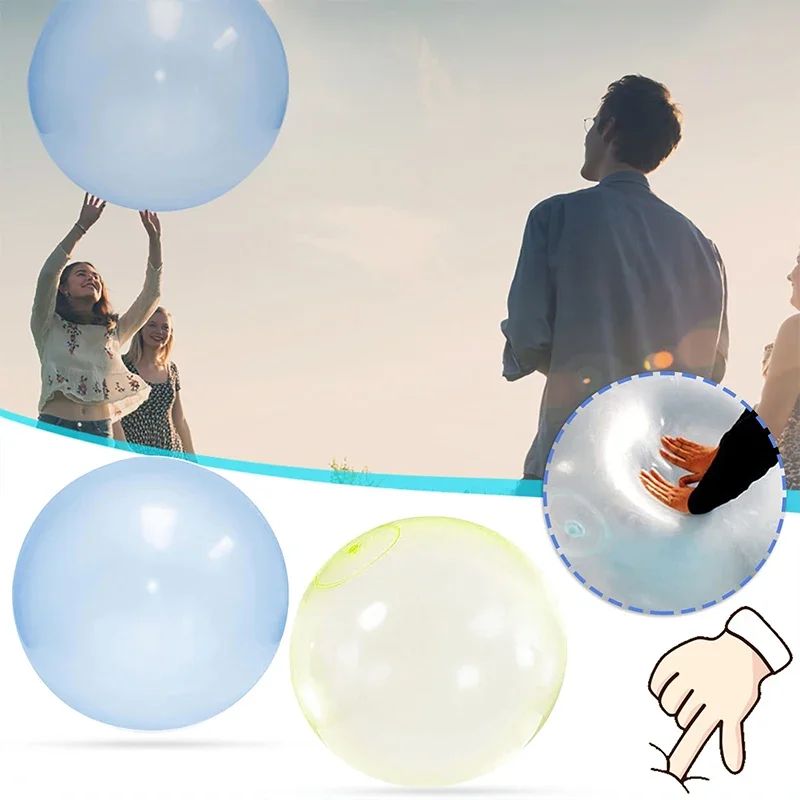Kids Blow Up Balloon Toy Children Outdoor Soft Air Water Filled Bubble Ball Fun Party Game Summer Gift Inflatable Elastic Ball