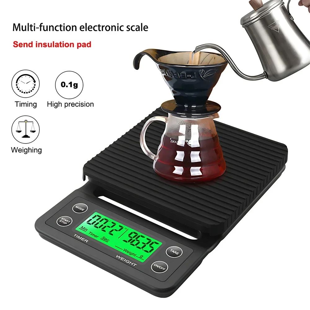 1 peça 3kg 5kg Balança de Café Gotejamento com Timer Balança de Cozinha Digital Eletrônica Portátil Balanças Eletrônicas de Alta Precisão LCD
