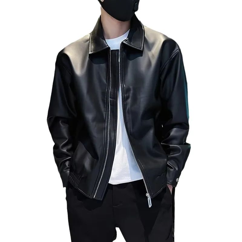 Men's PU Leather Jacket Motorcycle Style Stand Collar Spring Autumn Casual Workwear Fashionable Trendy New Hot Sale Of The Seaso