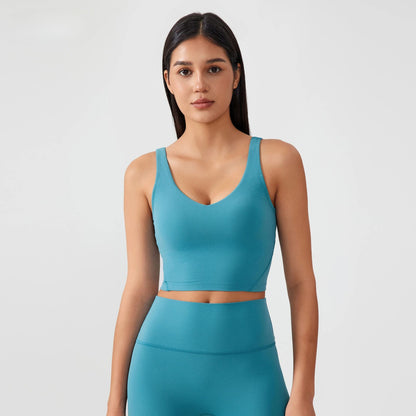 Sports Bra for Women Yoga Top Fixed Chest Pad Gym Vest Shock-proof Workout Tops Yoga Clothes U-shaped Back Fitness Crop Top