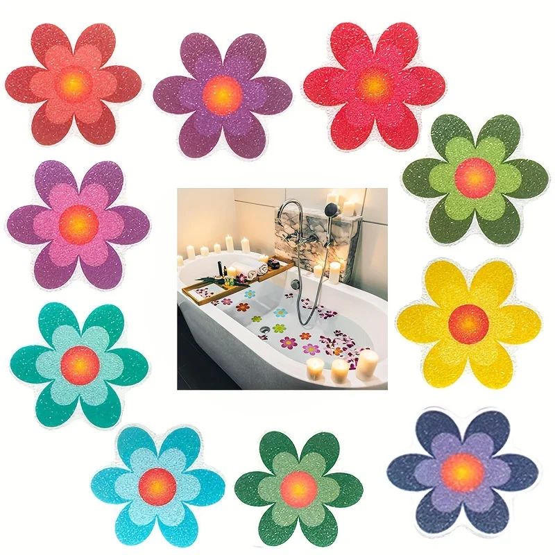 10pcs-Cartoon Pattern Bathroom Bathtub Anti Slip Sticker Staircase Floor Mat Children's Room Self-adhesive Anti Slip Sticker