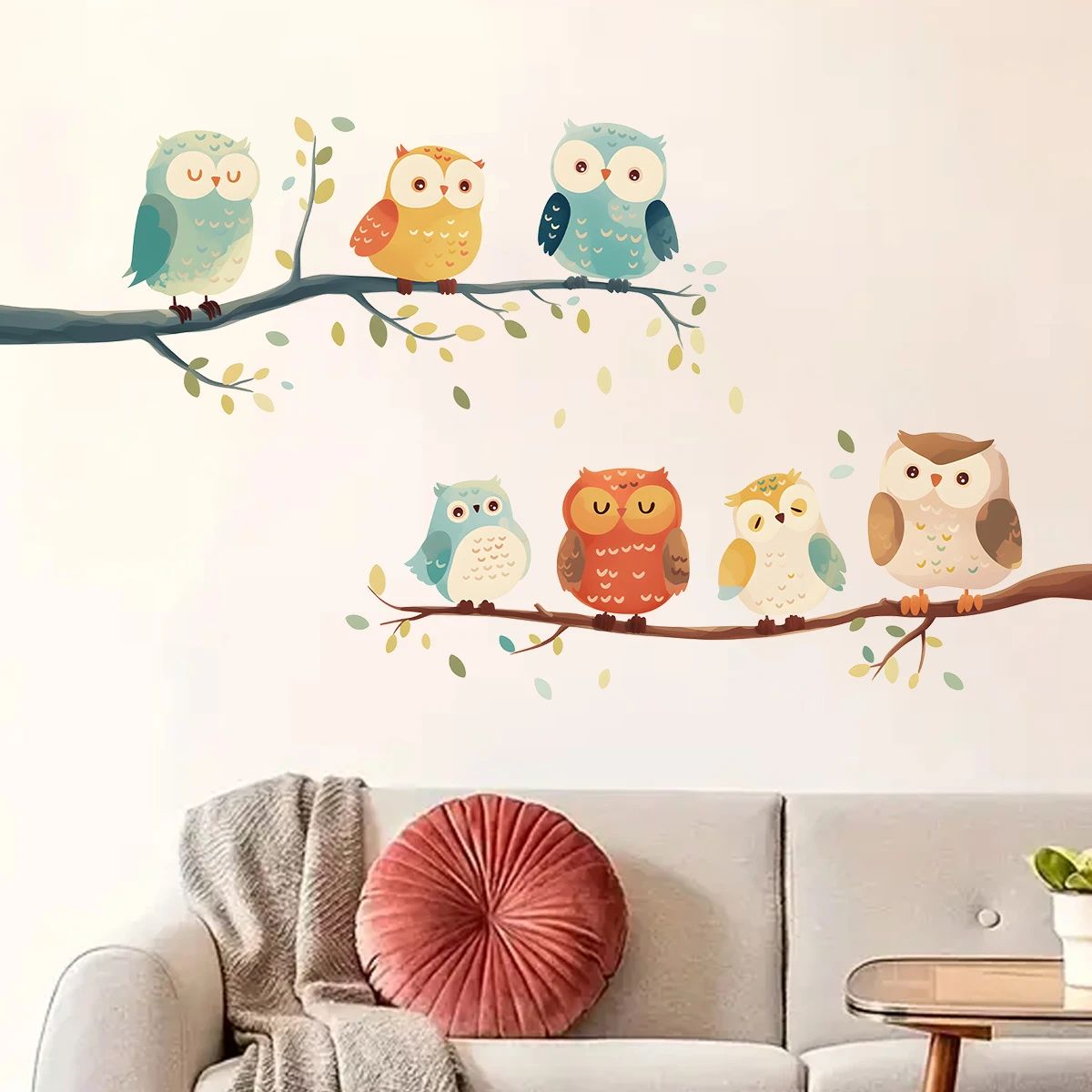 1Pc Cartoon Bird Branch Owl Furniture Wall Sticker Kids Room Home Decor Accessories Living Room Bedroom Decoration Living Room