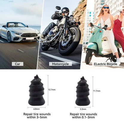 Kit de Reparo de Pneu de Carro a Vácuo 21 Peças, Parafuso de Borracha Universal para Pneu, Kit de Ferramentas de Reparo Sem Câmara para Motocicletas e Caminhões
