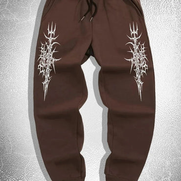 Men's printed waist sports pants street casual pants sports pants suitable outdoor sports and leisure pure jogging pants