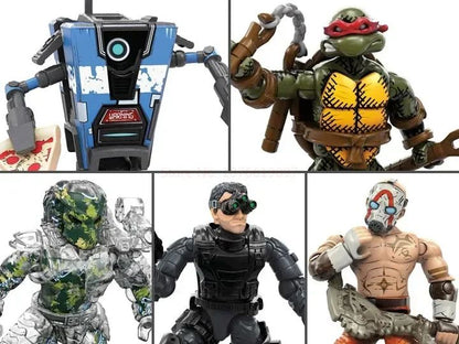 5 Modelos Mega Bloks Construx Borderlands Psycho Predator Sam Fisher Michelangelo Bulk Anime Figura de Ação Brinquedo Montado