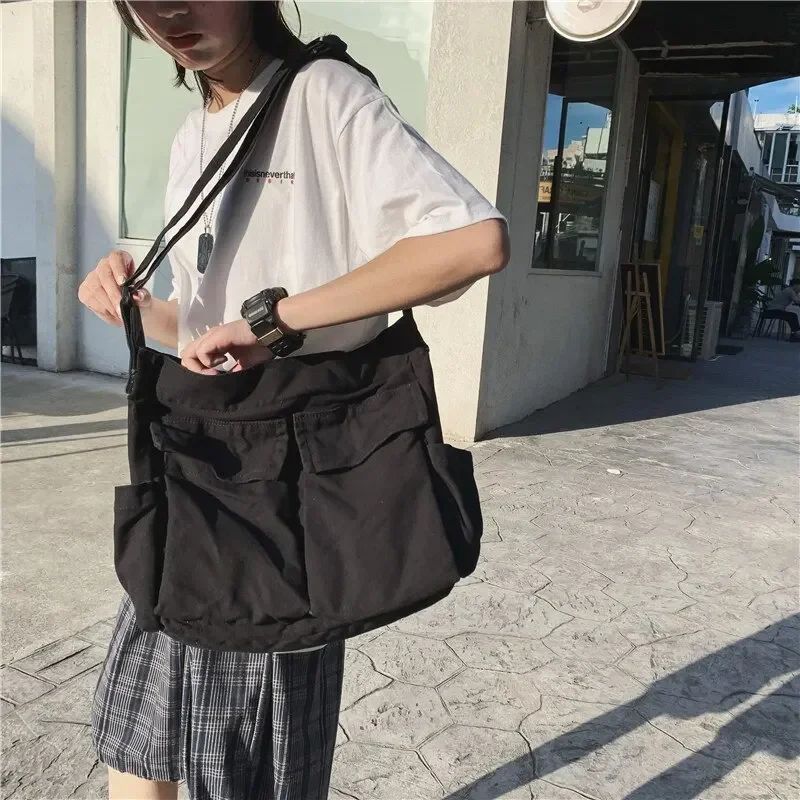 2025 y2k Women Vintage Handbag Canvas Teenager Shoulder Tote Bags Messenger Bags Ladies Casual Handbag Crossbody Purse