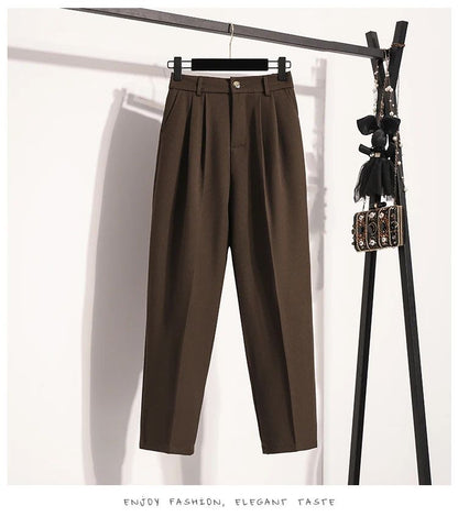 Plus Size Pants Woman 2025 Autumn Winter New Arrival High Waist Suit Pants High Quality Korean Style Straight Trousers