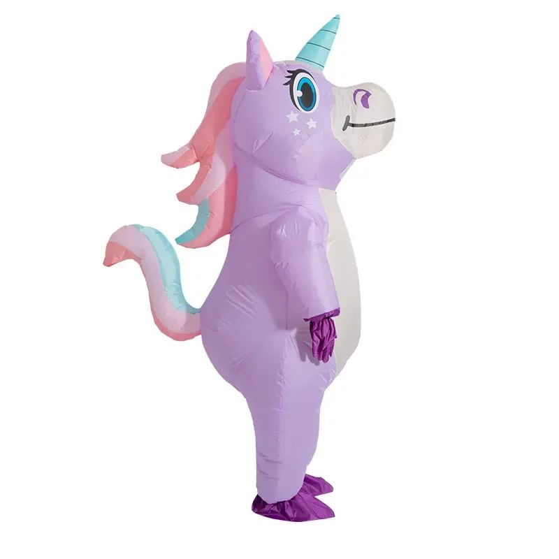 Inflatable Unicorn Costume Adult Kids Rainbow Halloween Costumes for Wommen Men Adult Carnival Mascot Christmas Cosplay