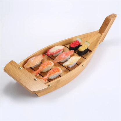 Barco de madeira artesanal japonês para culinária, sushi, ferramentas, navio simples, sashimi, pratos frios variados, talheres, conjunto de sushi