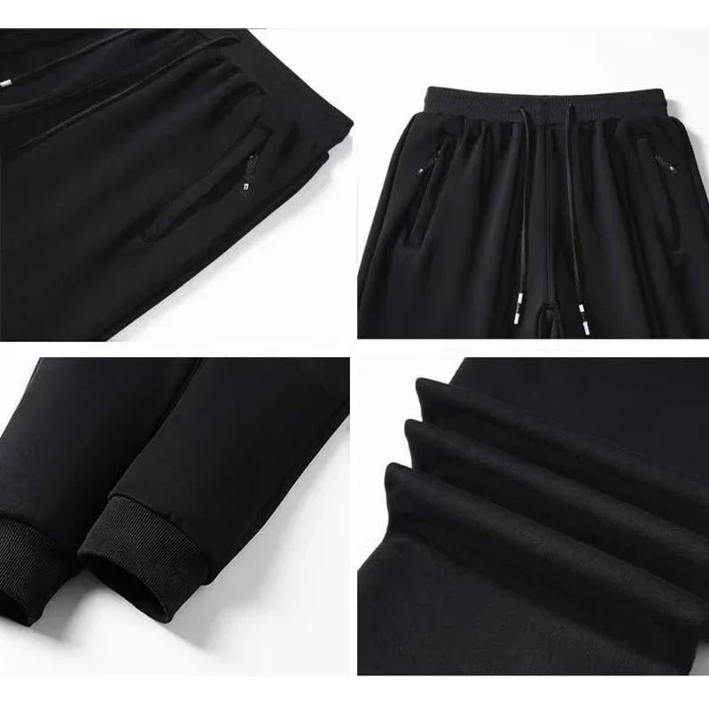 2025 New Men Loose Sweatpants Casual Elastic Drawstring Pants Male Elastic Waist Soft Casual Ankle Band Zipper Pockets Trousers