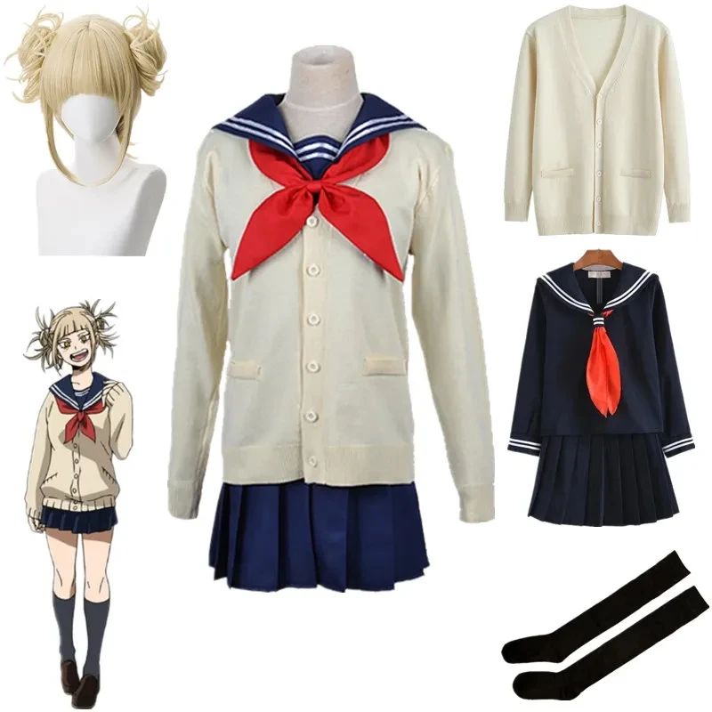 My Hero Academia Cosplay Fantasia de Halloween Anime Boku No Hero Academia Himiko Toga Uniforme JK Suéter Casaco Peruca Fantasias